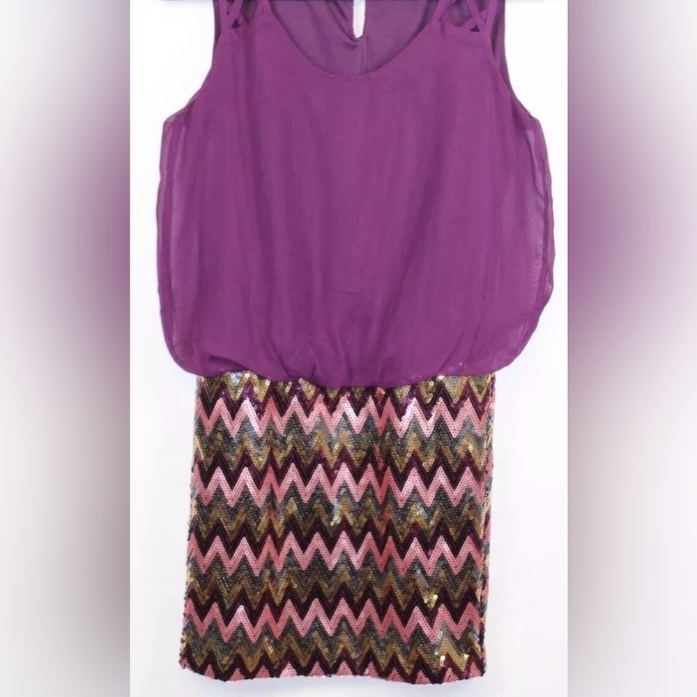 NEW LOVE REIGN Chic Sequin Chevron dress- sparkles!